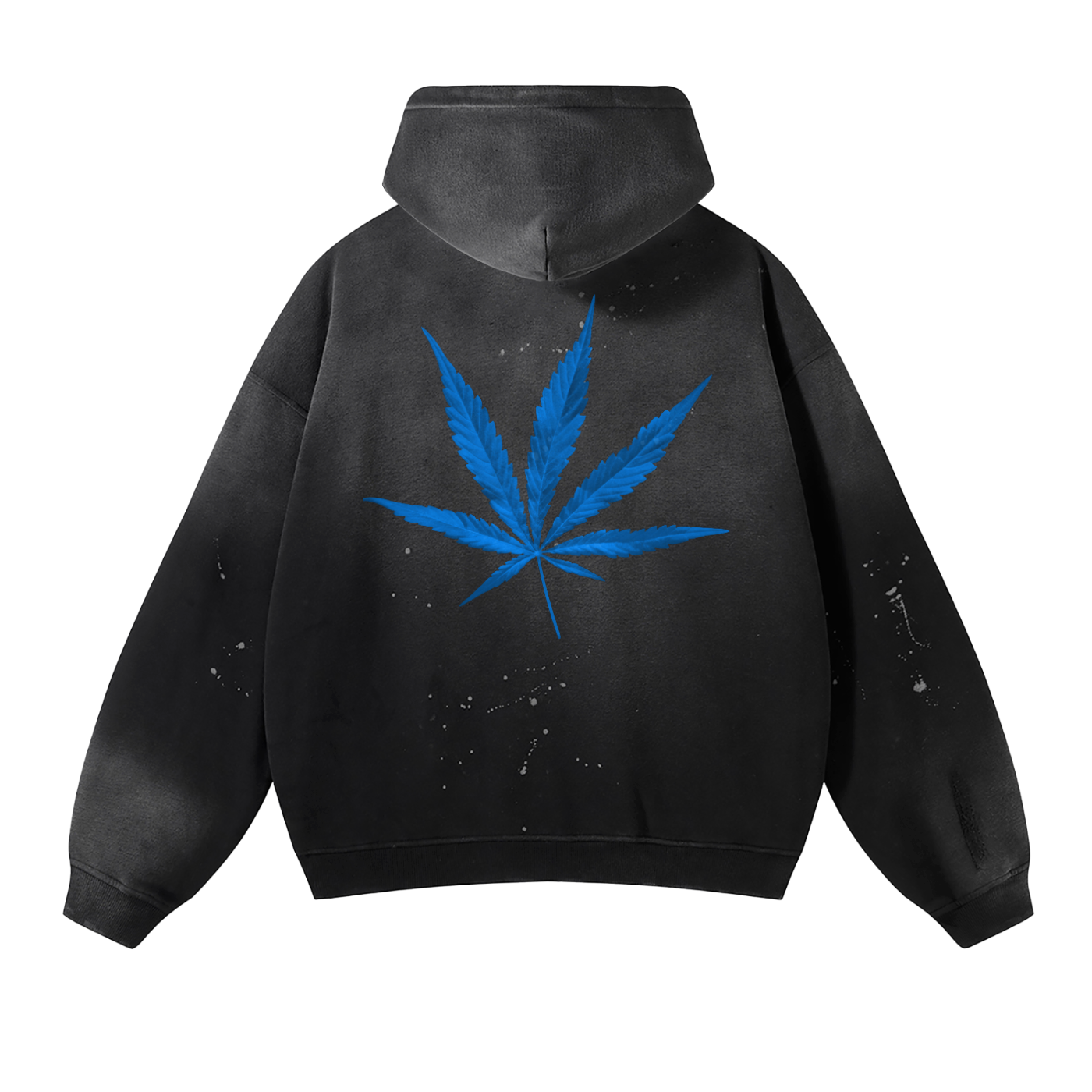 InZaWeTrust Black & Blue Vintage Wash Frayed Fleece Hoodie