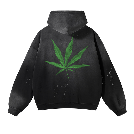 InZaWeTrust Black & Green Vintage Wash Hoodie