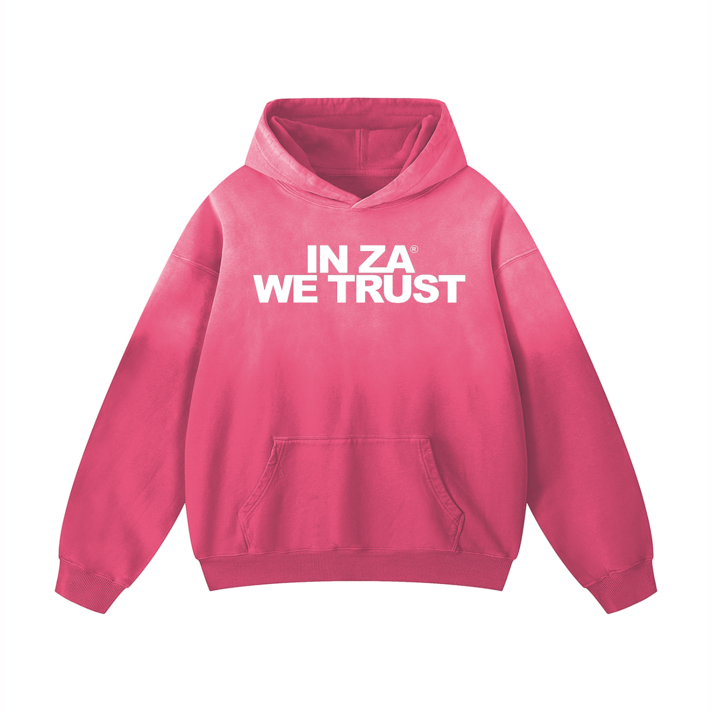 InZaWeTrust Pink & White Hoodie Sunfade Oversized Hoodie