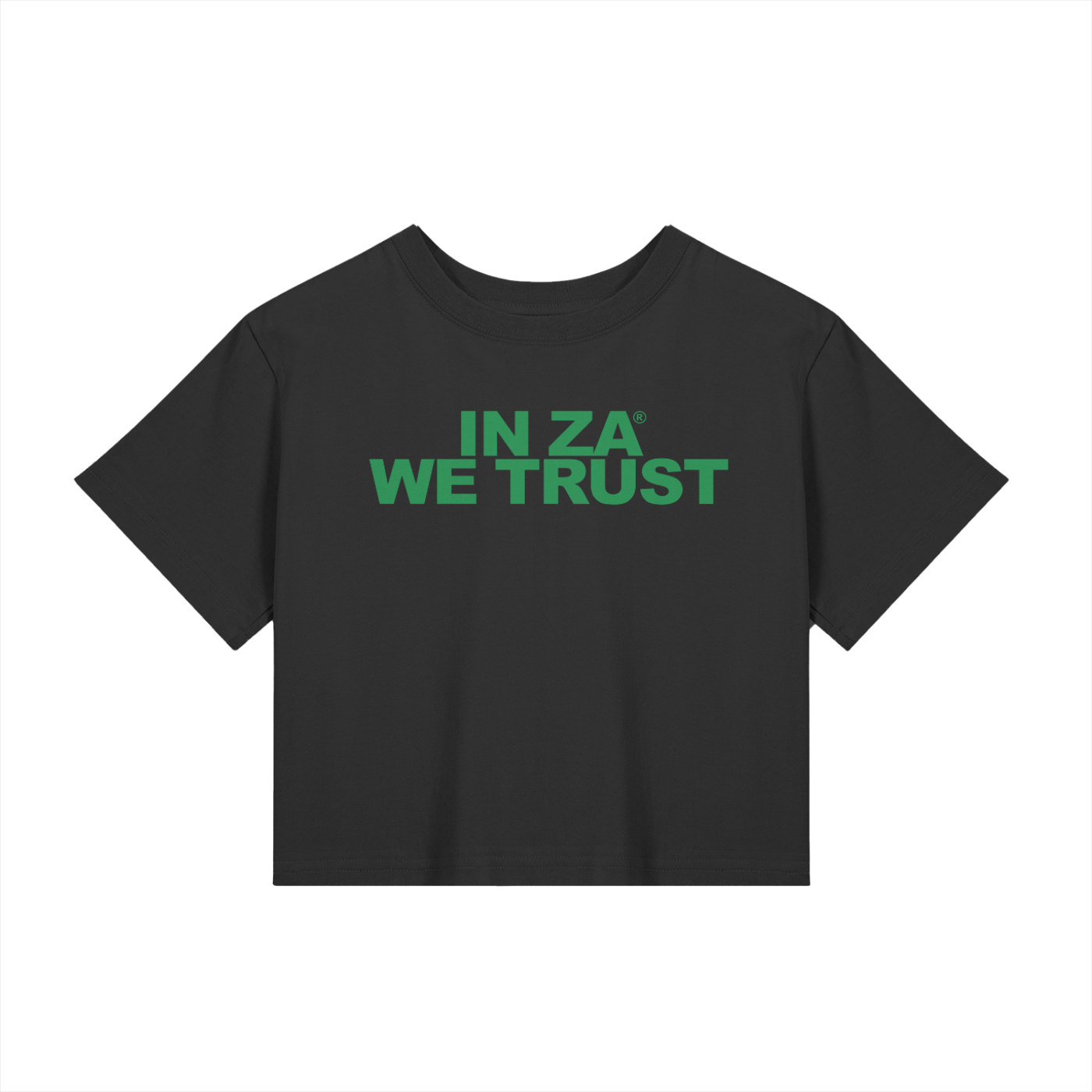 Woman’s Baby Tee InZaWeTrust Crop Top Black & Green